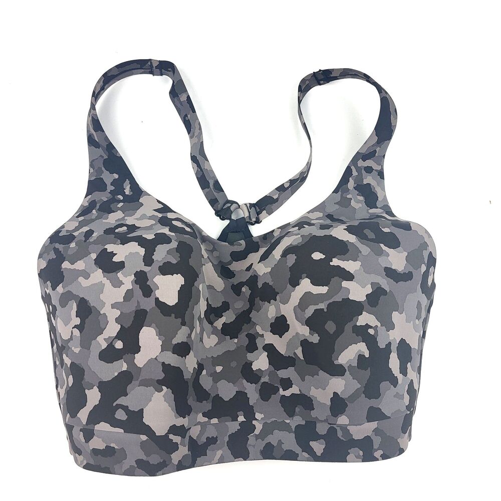 Athleta Advance Camo Sports Bra High Impact Padded Racerback Size 36DD